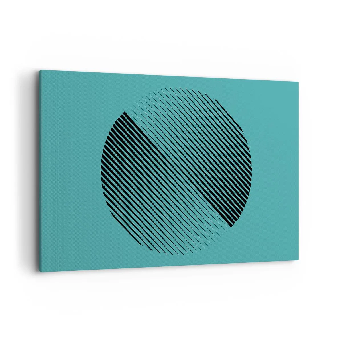 Quadro su tela - Stampe su Tela - Un cerchio minimalista con linee su uno sfondo turchese. - 120x80cm - Cerchio: variazione geometrica - Decorazione murale moderna per soggiorno e camera da letto ARTTOR