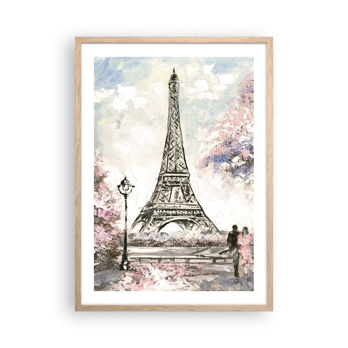 Poster in cornice rovere chiaro - Passeggiata a Parigi in aprile - 50x70 cm
