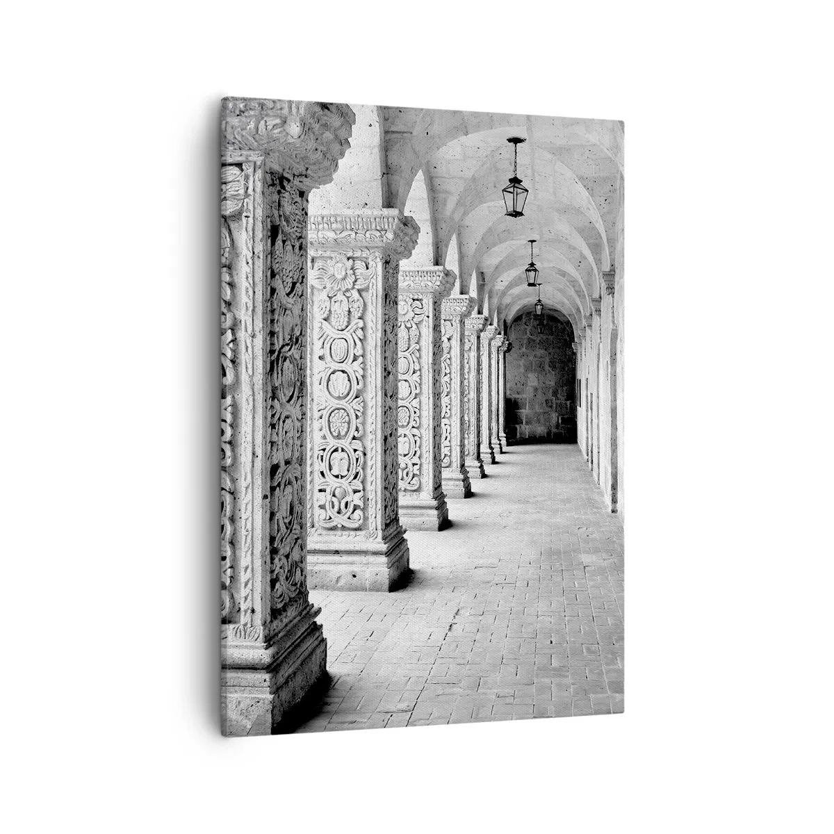 Quadro su tela - Stampe su Tela - Colonne storiche in uno scatto monocromatico - 50x70cm - Dove porterà? - Decorazione murale moderna per soggiorno e camera da letto ARTTOR