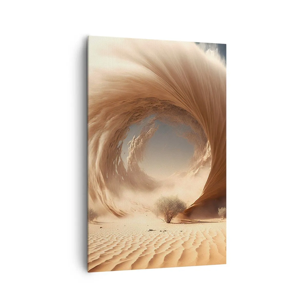 Quadro su tela - Stampe su Tela - Vortice di sabbia dinamico in un deserto con alberi - 80x120cm - Il portale è aperto - Decorazione murale moderna per soggiorno e camera da letto ARTTOR