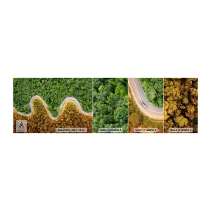 Campione di Fotomurale Adesivo Deluxe Sticker - Confine e separazione - Paesaggio, Strada automobilistica, foresta - 100x30 cm