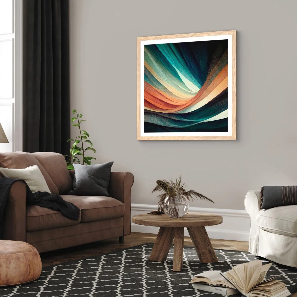Poster in cornice rovere chiaro - Intessuto di colore - 40x40 cm