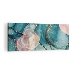 Quadro su tela - Stampe su Tela - Blu di seta, rosa di tulle - 100x40 cm