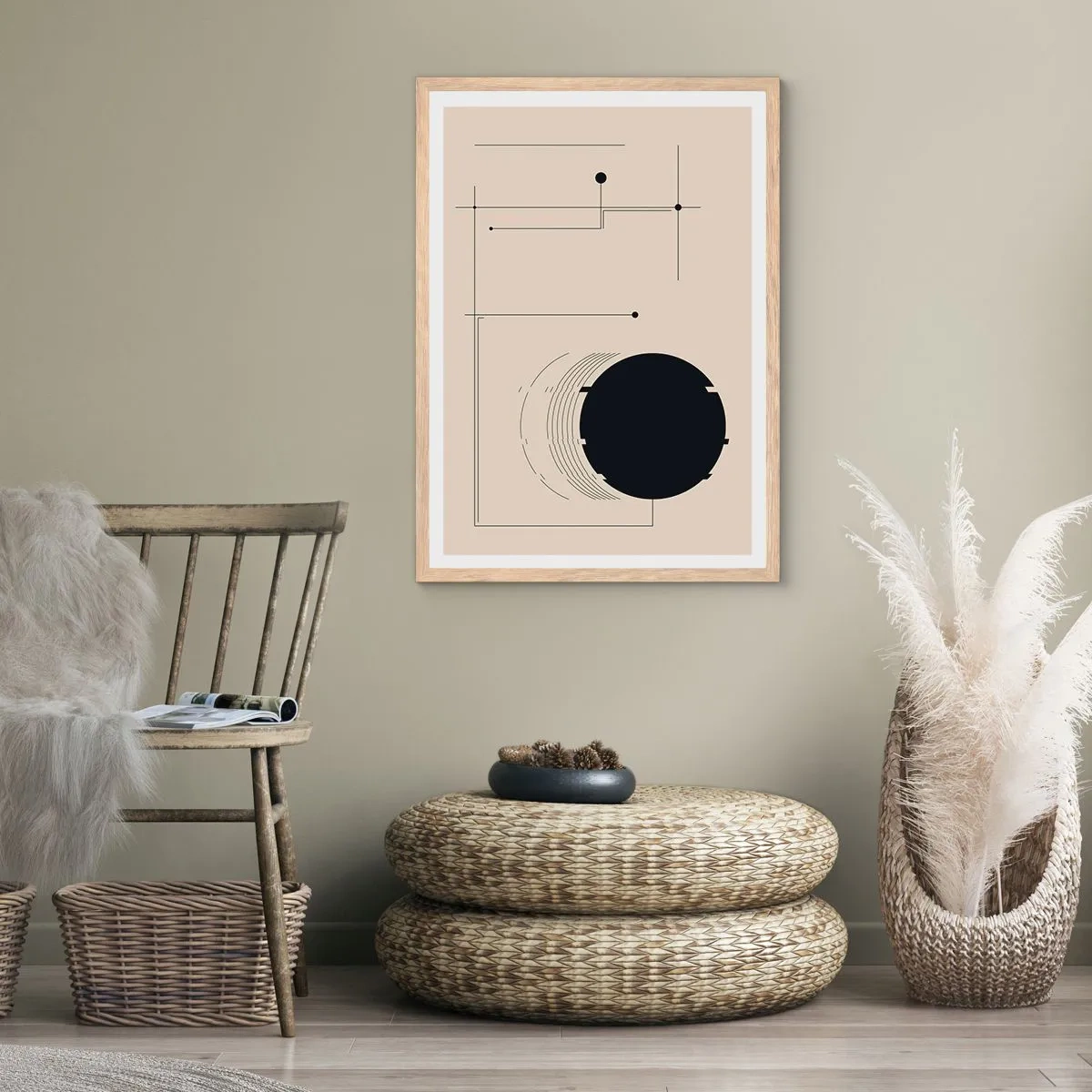 Poster in cornice rovere chiaro - Composizione elastica e dinamica - 50x70 cm