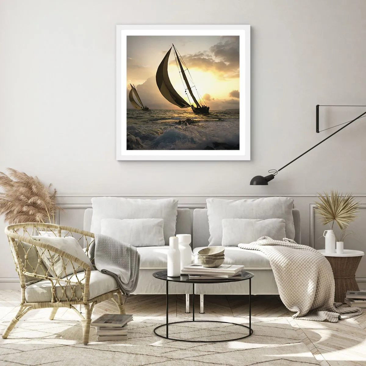 Poster in cornice bianca - Con il vento e controvento - 60x60 cm