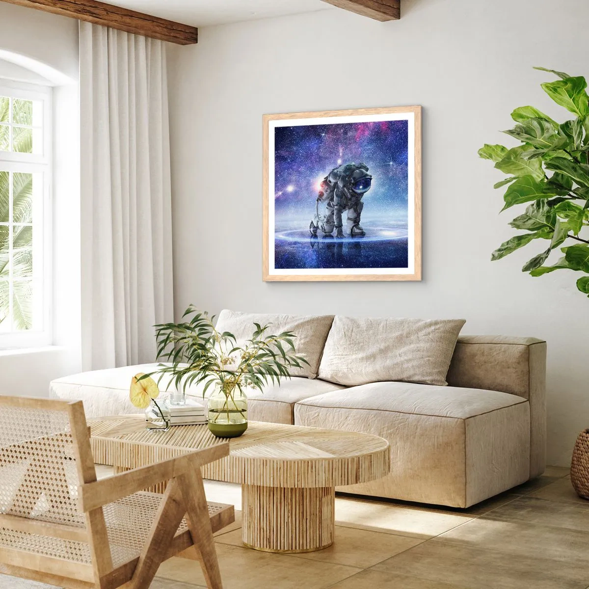 Poster in cornice rovere chiaro - Il cielo stellato sopra di me - 50x50 cm