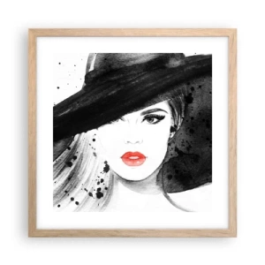 Poster in cornice rovere chiaro - Donna in nero - 40x40 cm