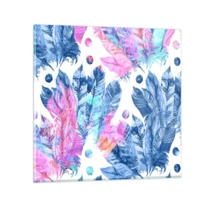 Quadro su vetro - Pennacchi in rosa e blu - 40x40 cm