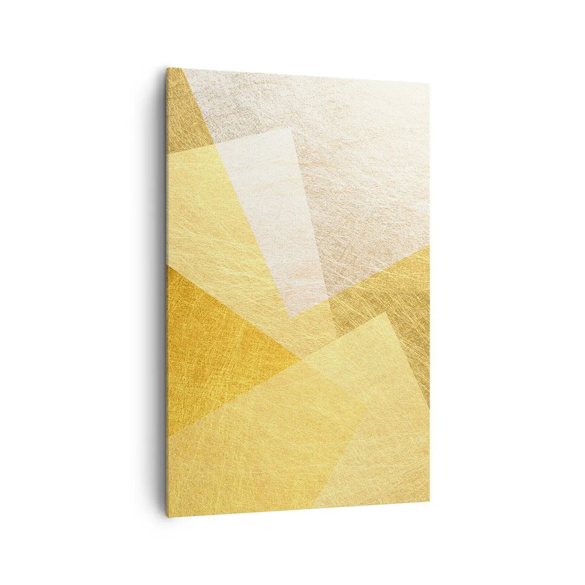 Quadro su tela - Stampe su Tela - Forme geometriche in tonalità oro e chiare - 80x120cm - La pace della geometria - Decorazione murale moderna per soggiorno e camera da letto ARTTOR