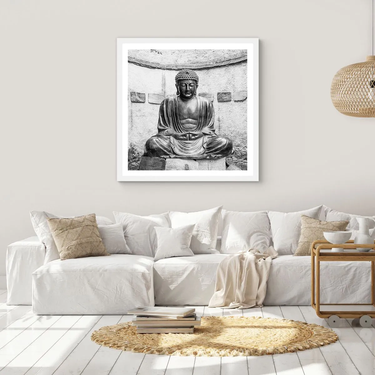 Poster in cornice bianca - Alla fonte della pace - 60x60 cm