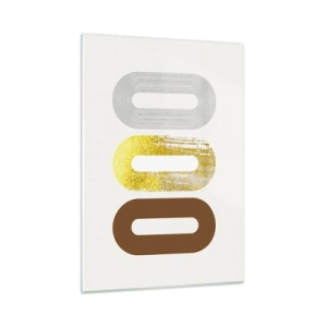 Quadro su vetro - Grafica geometrica moderna in oro e bronzo - 50x70cm - Ohh! - Decorazione murale moderna per soggiorno e camera da letto ARTTOR