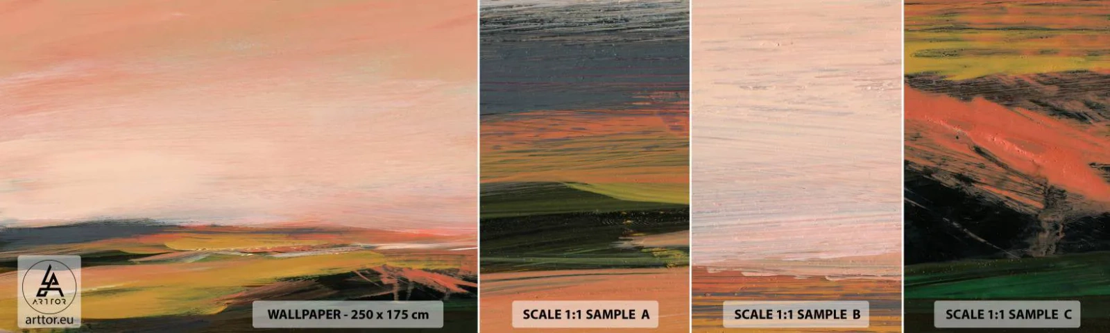 Campione di Fotomurale Adesivo Deluxe Sticker - In tonalità di rosa - Paesaggio, Pezzo, Visualizzazione - 100x30 cm