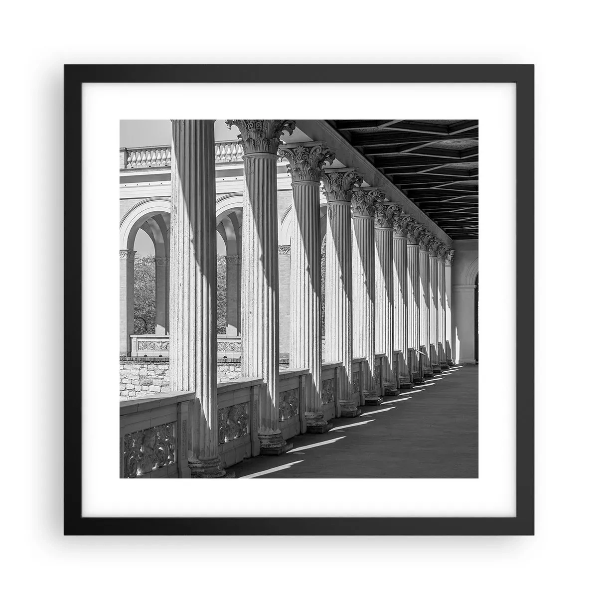 Poster in cornice nera - Portico soleggiato - 40x40 cm