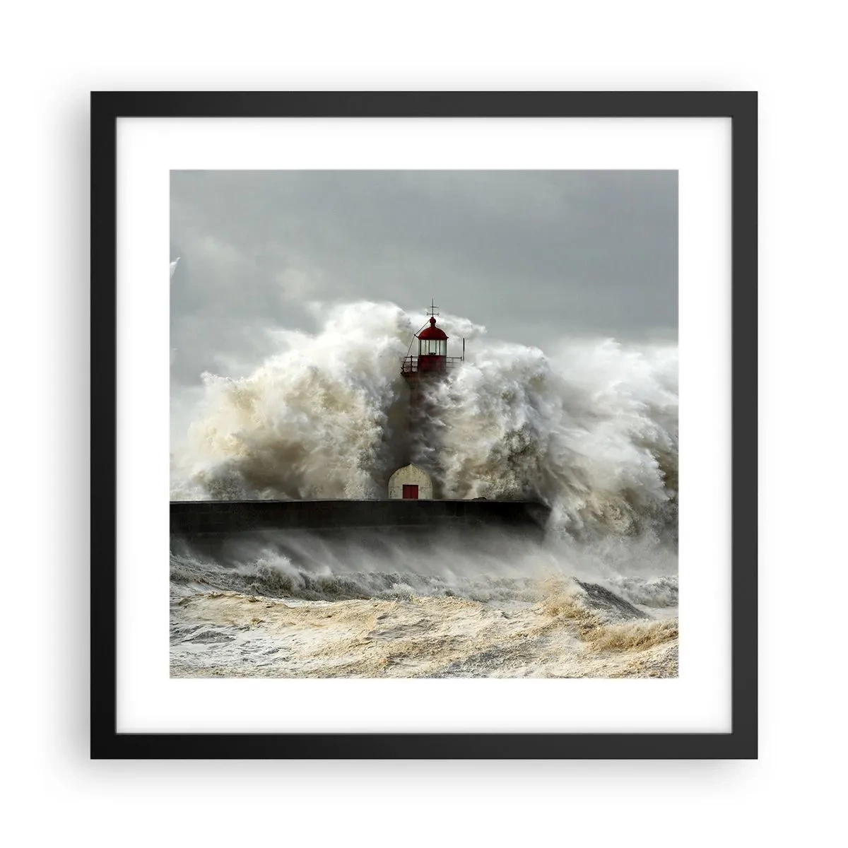 Poster in cornice nera - L'ira dell'oceano - 40x40 cm