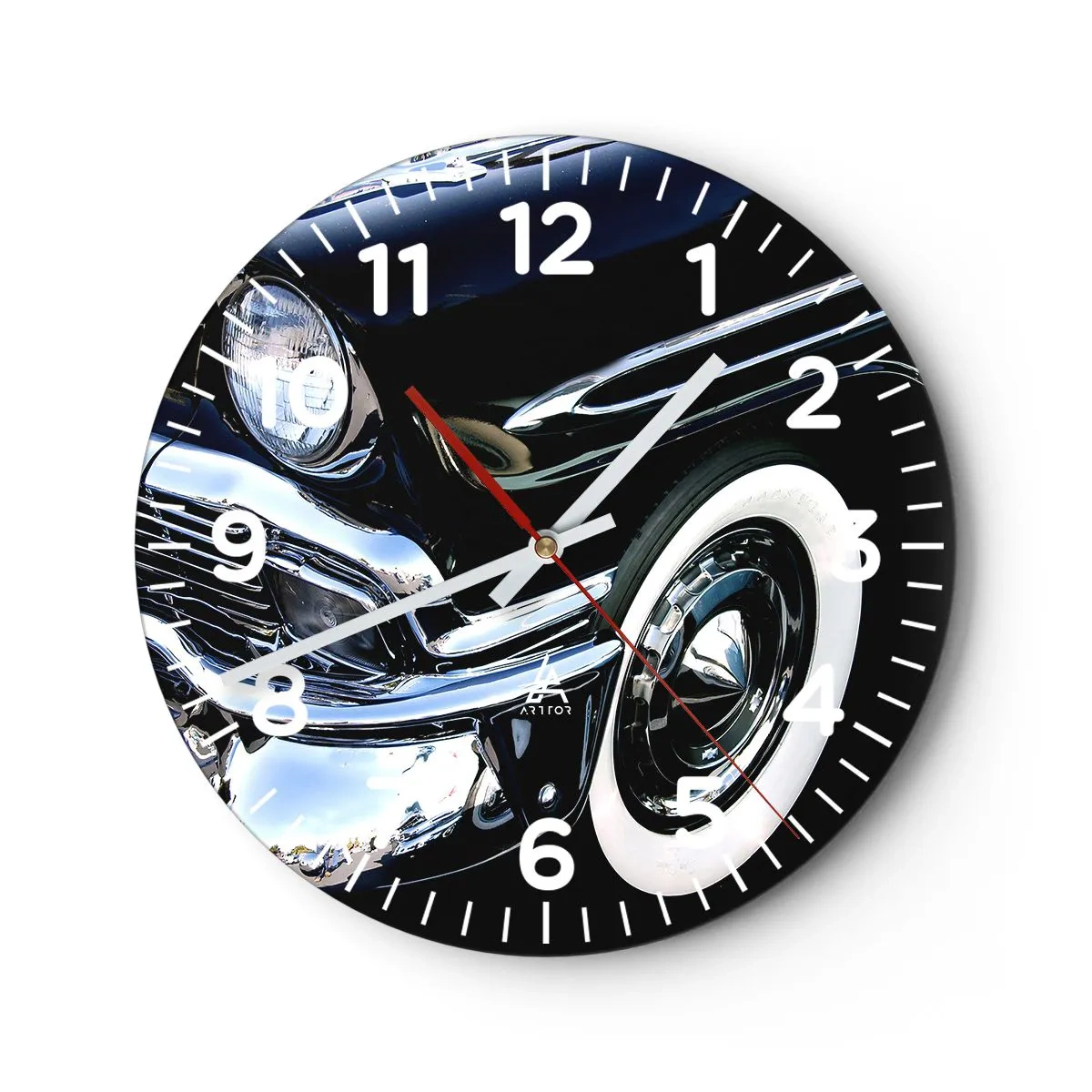 Orologio da parete - Orologio in Vetro - Classicità in argento, nero e bianco - 40x40 cm