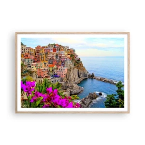 Poster in cornice rovere chiaro - La città che ride - 100x70 cm