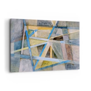Quadro su tela - Stampe su Tela - Composizione geometrica con linee chiare e blu - 120x80cm - Dritto o obliquo? - Decorazione murale moderna per soggiorno e camera da letto ARTTOR