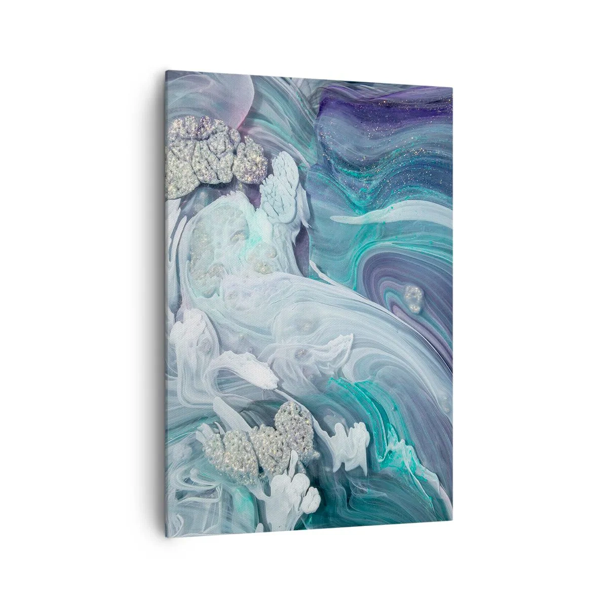 Quadro su tela - Stampe su Tela - Vortici astratti nei toni del blu e del bianco - 70x100cm - Correnti di blu - Decorazione murale moderna per soggiorno e camera da letto ARTTOR