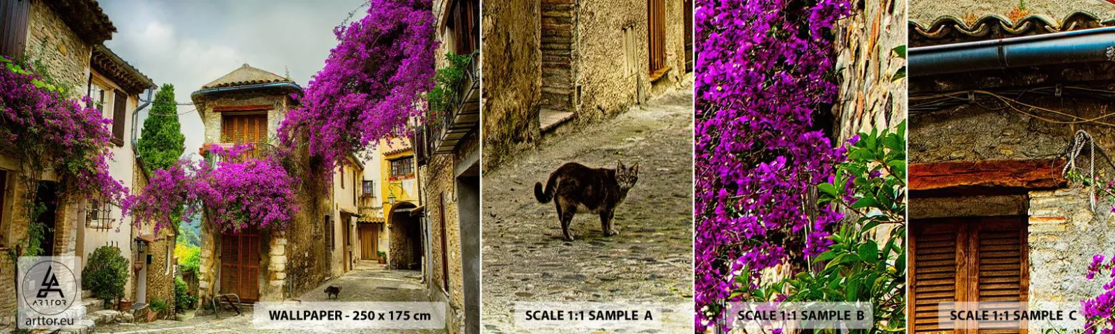 Campione Di Fotomurale Standard Eco - Sotto un baldacchino di fiori - Paesaggio, Architettura, Città - 100x30 cm