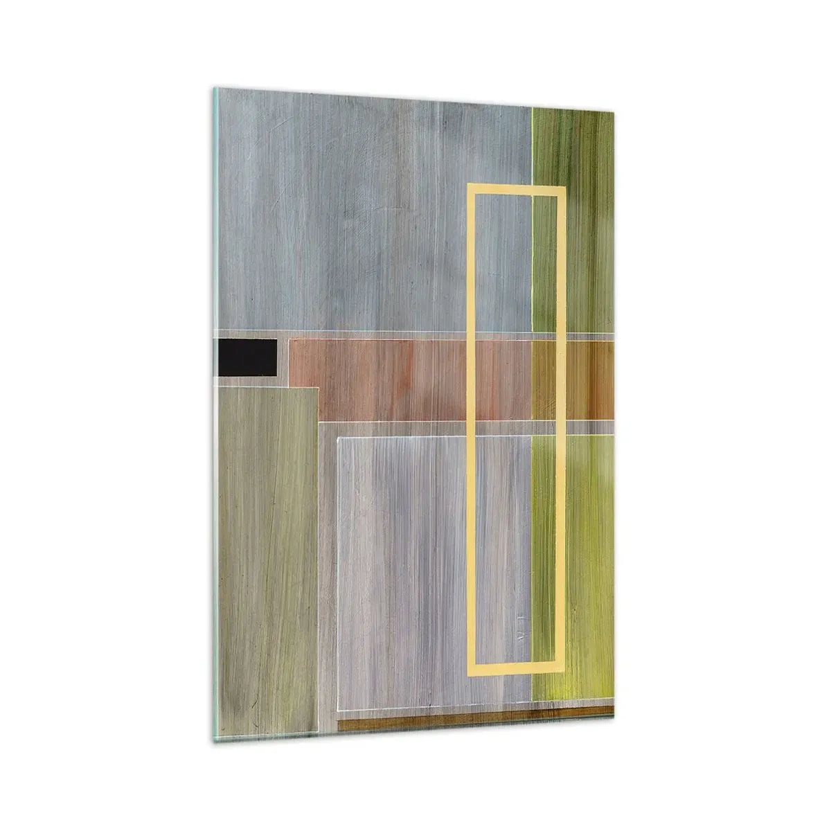 Quadro su vetro - Composizione geometrica in colori pastello con rettangoli - 80x120cm - Semplice e tranquillo - Decorazione murale moderna per soggiorno e camera da letto ARTTOR