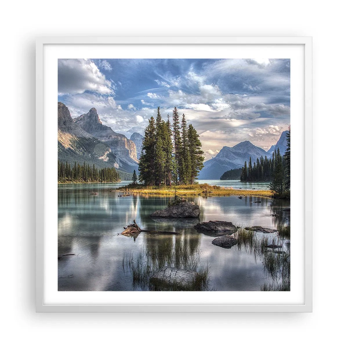 Poster in cornice bianca - Sulle acque grandi e limpide... - 60x60 cm