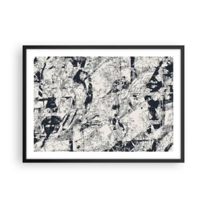 Poster in cornice nera - Composizione astratta in bianco e nero con un layout dinamico - 70x50cm - La compenetrazione degli opposti - Decorazione murale moderna per soggiorno e camera da letto ARTTOR