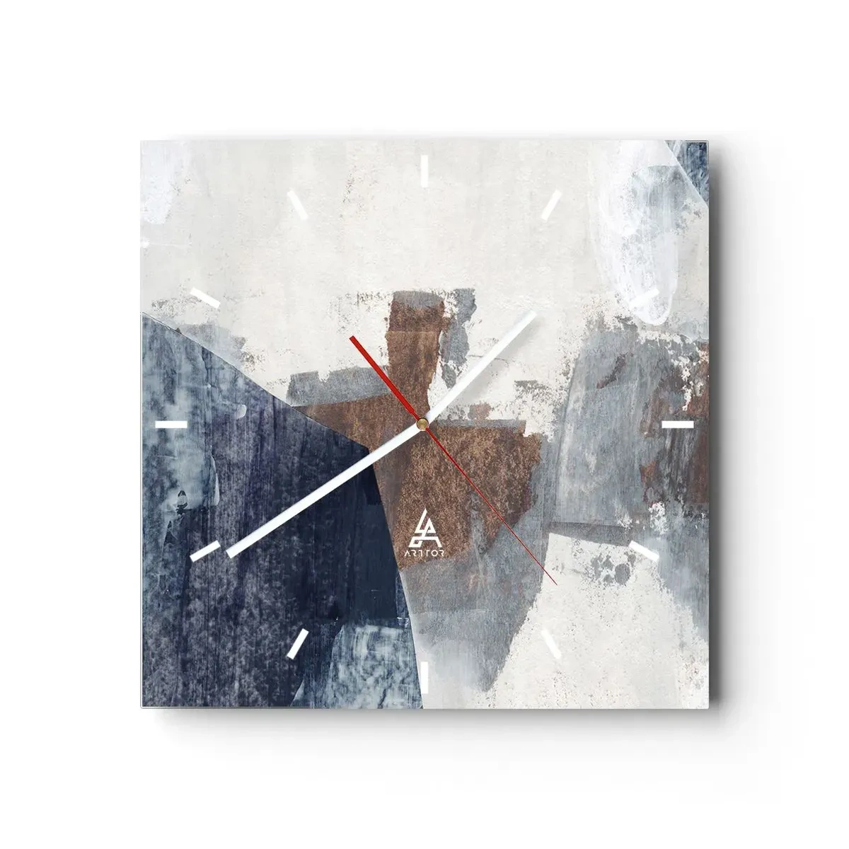 Orologio da parete - Orologio in Vetro - Forme blu e marroni - 40x40 cm