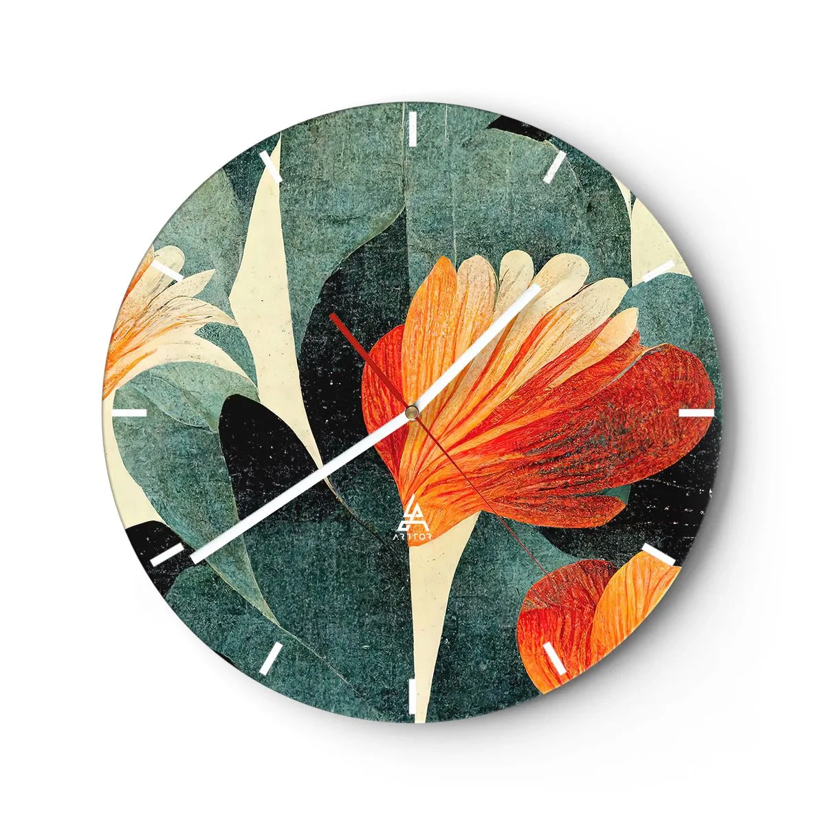 Orologio da parete - Orologio in Vetro - Caldo dei tropici e fresco del verde - 40x40 cm