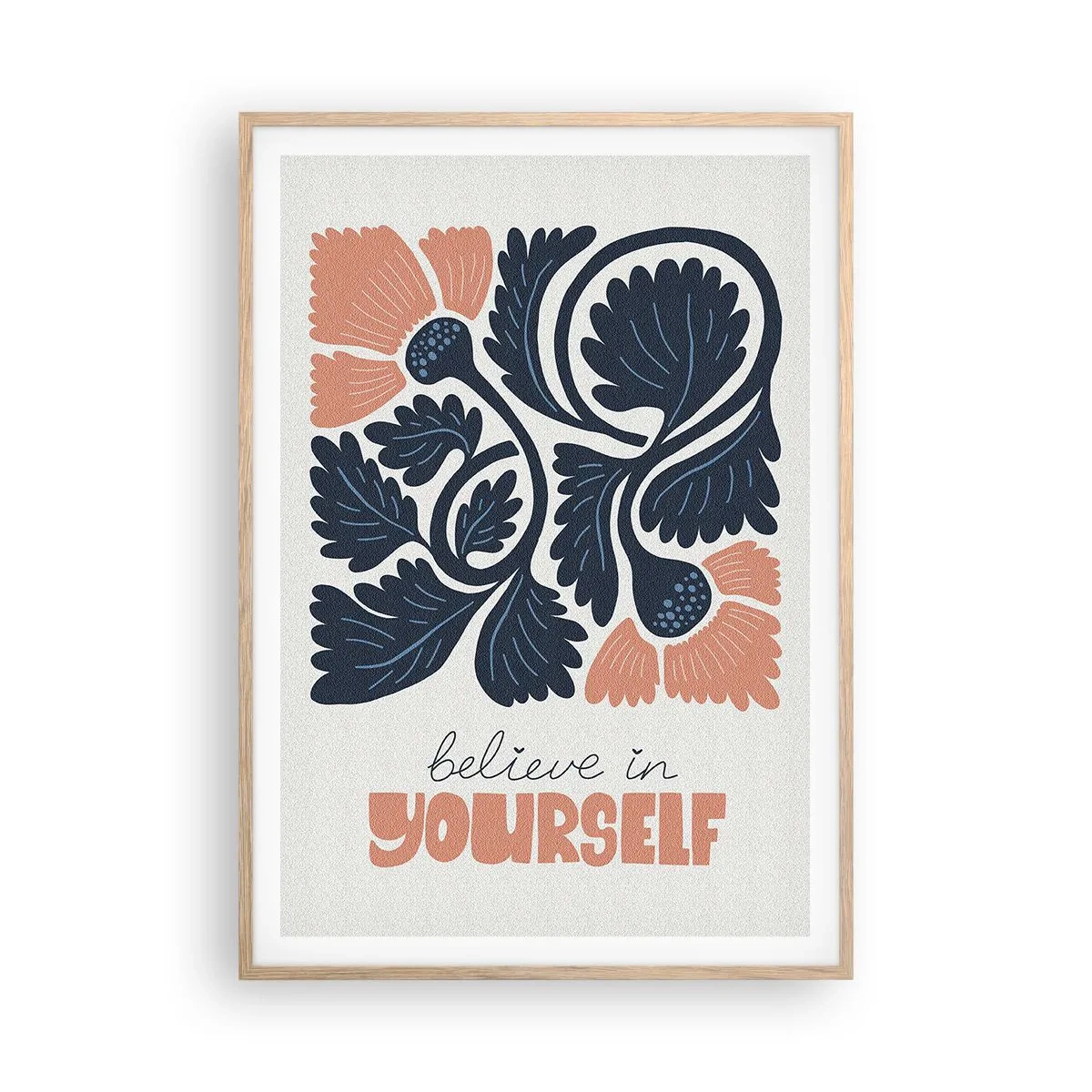 Poster in cornice rovere chiaro - E qui fiorisci - 70x100 cm