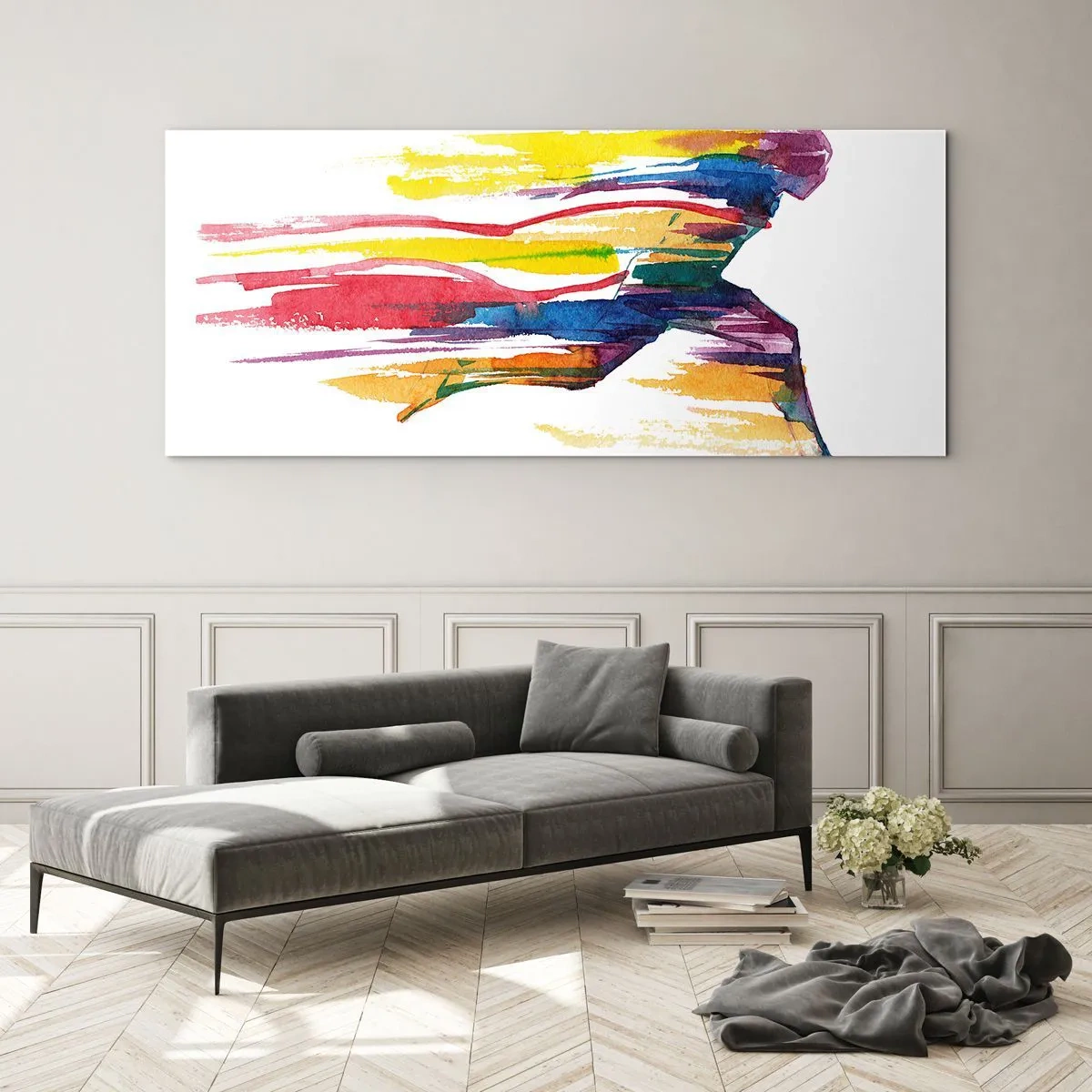 Quadro su vetro - Corsa attraverso l'arcobaleno - 100x40 cm