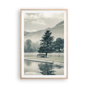 Poster in cornice rovere chiaro - Il lago dorme ancora - 61x91 cm