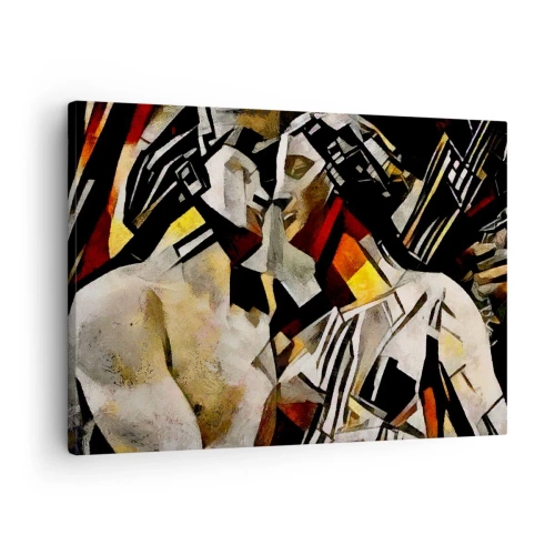 Quadro su tela - Stampe su Tela - Composizione astratta con sagome in forma dinamica - 70x50cm - Bacio di statue - Decorazione murale moderna per soggiorno e camera da letto ARTTOR