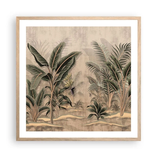 Poster in cornice rovere chiaro - Incisione in stile coloniale - 60x60 cm