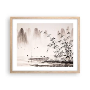 Poster in cornice rovere chiaro - Il silenzio dei campi di riso - 50x40 cm