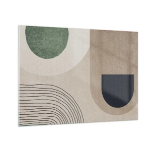 Quadro su vetro - Figure geometriche astratte in colori tenui - 70x50cm - La mitezza dell'ovale - Decorazione murale moderna per soggiorno e camera da letto ARTTOR