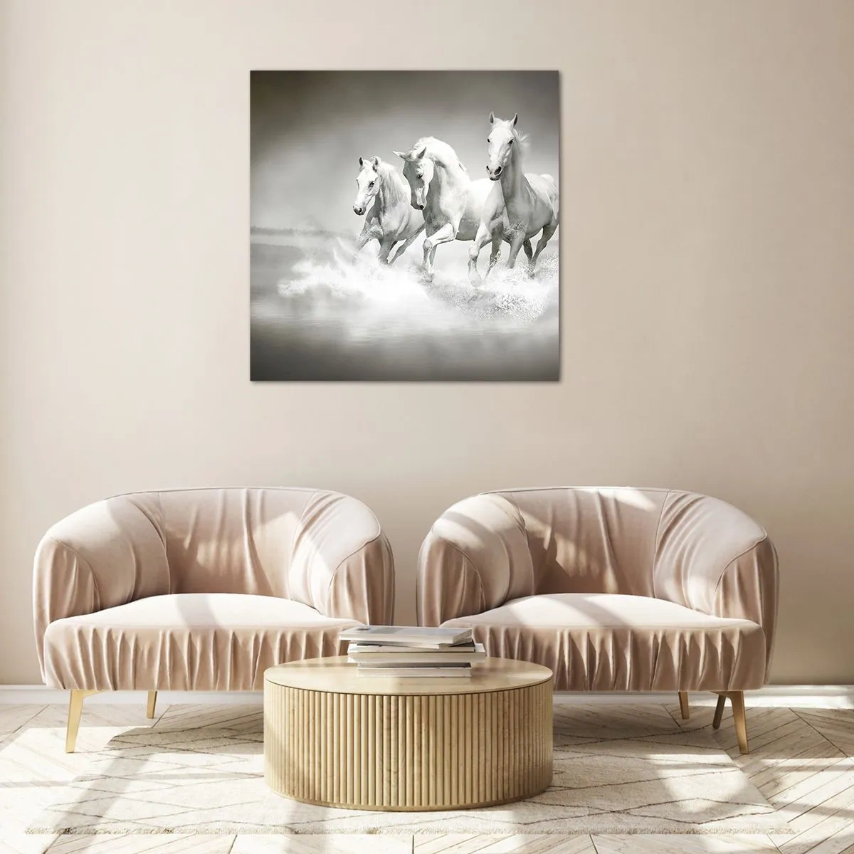 Quadro su vetro - Estasi bianca - 70x70 cm