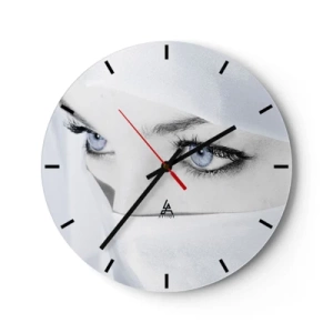 Orologio da parete - Orologio in Vetro - Lo sguardo misterioso degli occhi azzurri in bianco - 30x30cm - Direttamente dalle mille e una notte - Decorazione murale moderna per soggiorno, cucina e camera da letto ARTTOR