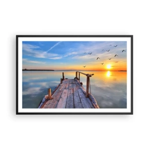 Poster in cornice nera - Camminando verso il sole - 91x61 cm