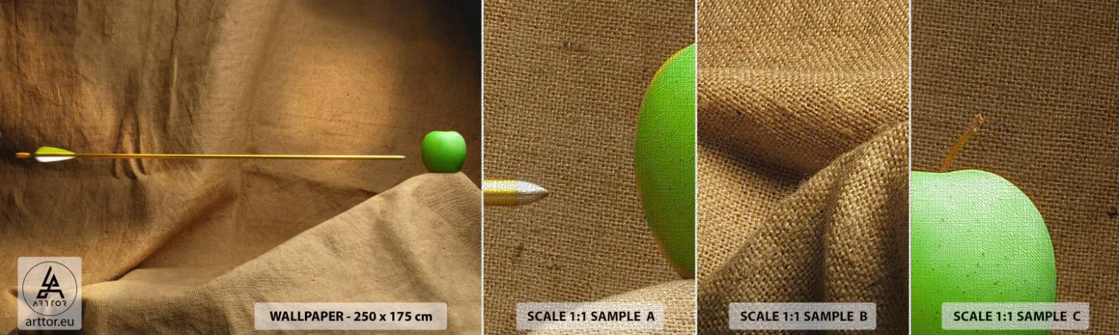 Campione di Fotomurale Premium Canvas - Evocare lo spirito di Guglielmo Tell - Grafica, Astrazione, Freccia per tiro con l'arco - 100x30 cm