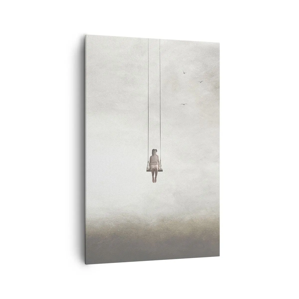 Quadro su tela - Stampe su Tela - Una figura su un'altalena sospesa nello spazio - 80x120cm - Il bambino che è in noi - Decorazione murale moderna per soggiorno e camera da letto ARTTOR