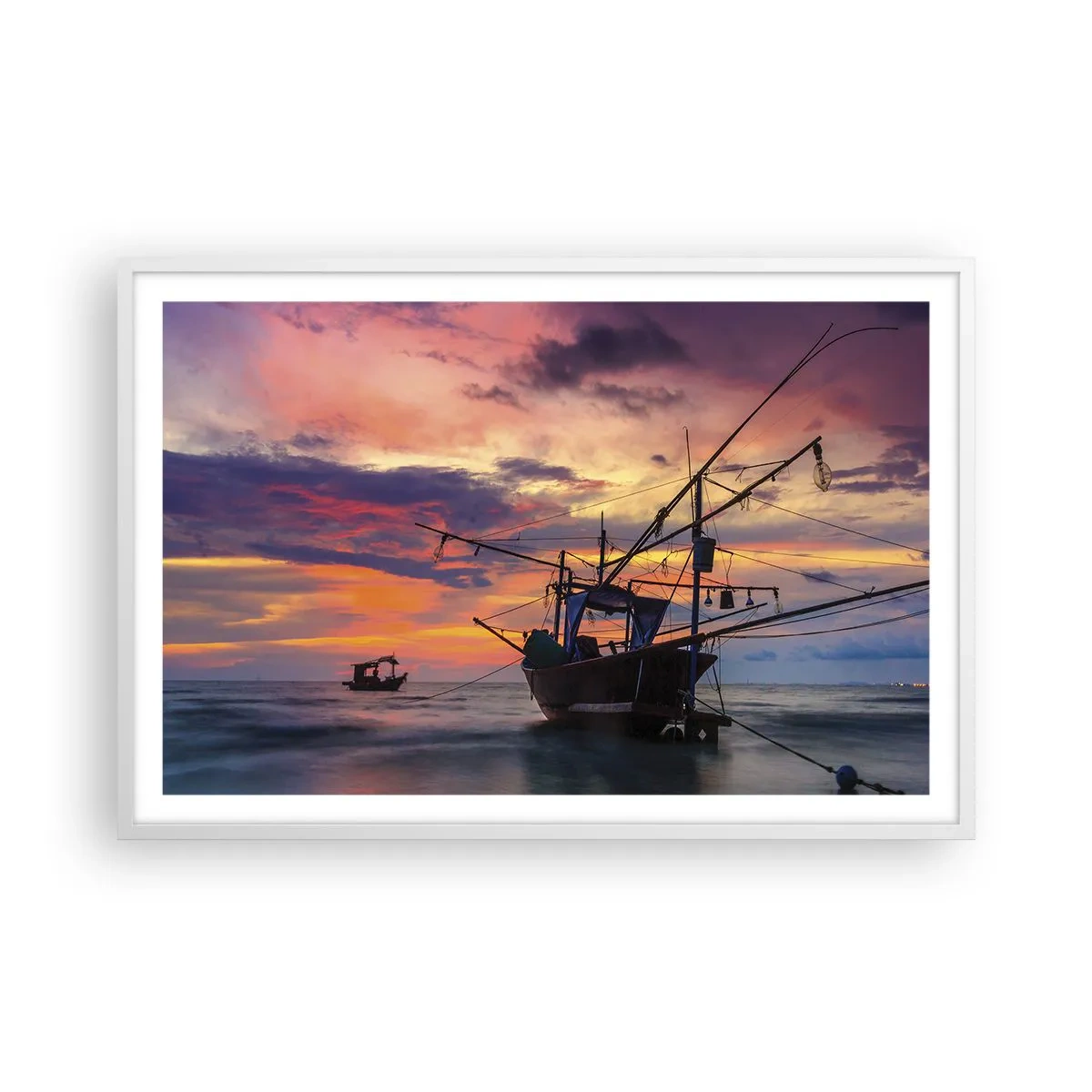 Poster in cornice bianca - Sera esotica - 91x61 cm