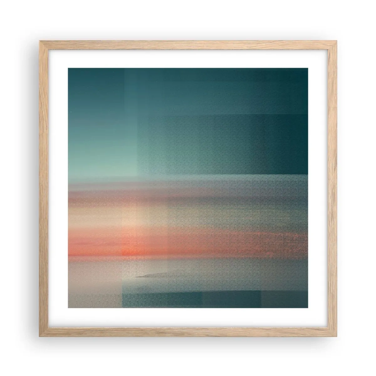 Poster in cornice rovere chiaro - Astrazione: onde di luce - 50x50 cm