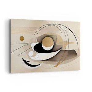 Quadro su tela - Stampe su Tela - Composizione astratta nei toni del beige e del nero - 120x80cm - Composizione: l'essenza delle cose - Decorazione murale moderna per soggiorno e camera da letto ARTTOR