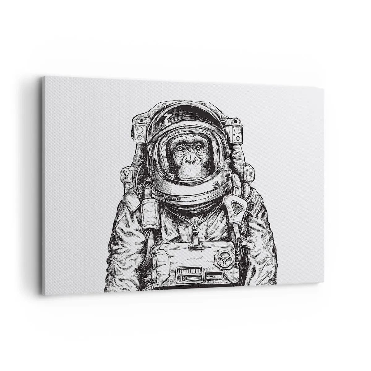 Quadro su tela - Stampe su Tela - Immagine di un astronauta in tuta spaziale con la testa di una scimmia - 100x70cm - Evoluzione alternativa - Decorazione murale moderna per soggiorno e camera da letto ARTTOR