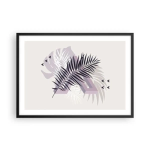 Poster in cornice nera - Una composizione minimalista con foglie e forme geometriche - 70x50cm - L'ombra dell'ombra - Decorazione murale moderna per soggiorno e camera da letto ARTTOR