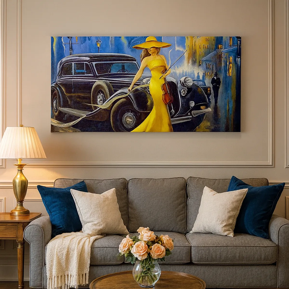 Quadro su tela - Stampe su Tela - Notturno per violino e amore - 30x30 cm