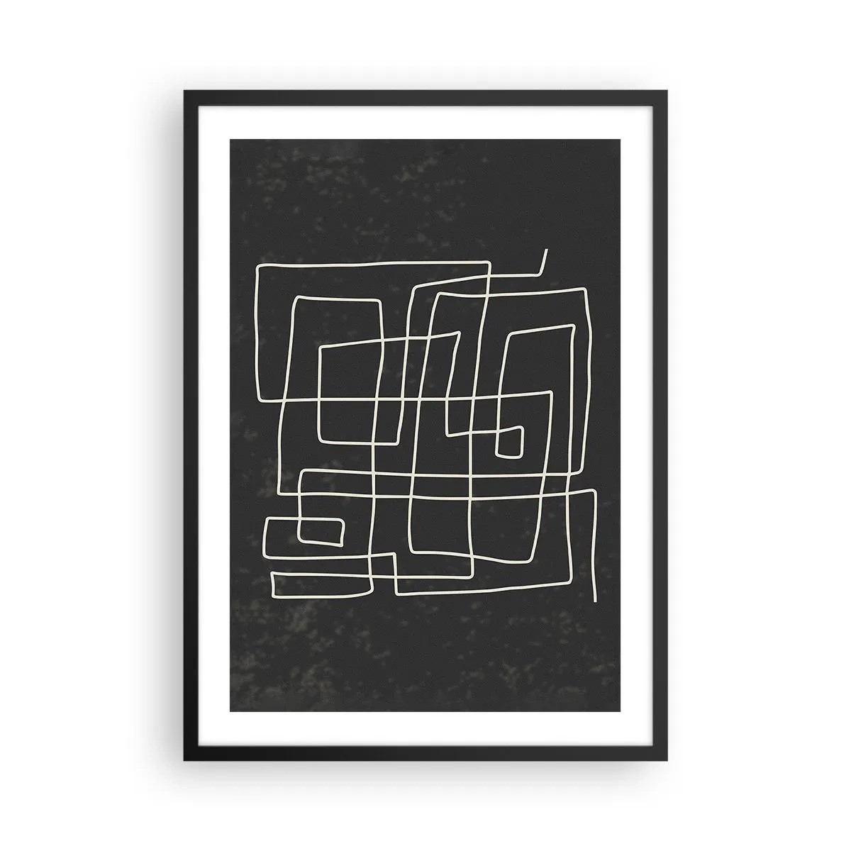 Poster in cornice nera - Astrazione geometrica su sfondo nero - 50x70cm - Non è così semplice - Decorazione murale moderna per soggiorno e camera da letto ARTTOR
