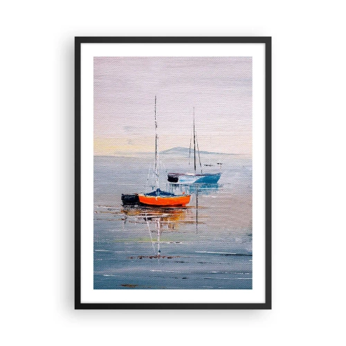 Poster in cornice nera - Barche a vela in acque calme - 50x70cm - Meritato riposo - Decorazione murale moderna per soggiorno e camera da letto ARTTOR