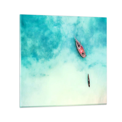 Quadro su vetro - Nelle spiagge di Zanzibar, quando c'è troppa acqua... - 30x30 cm