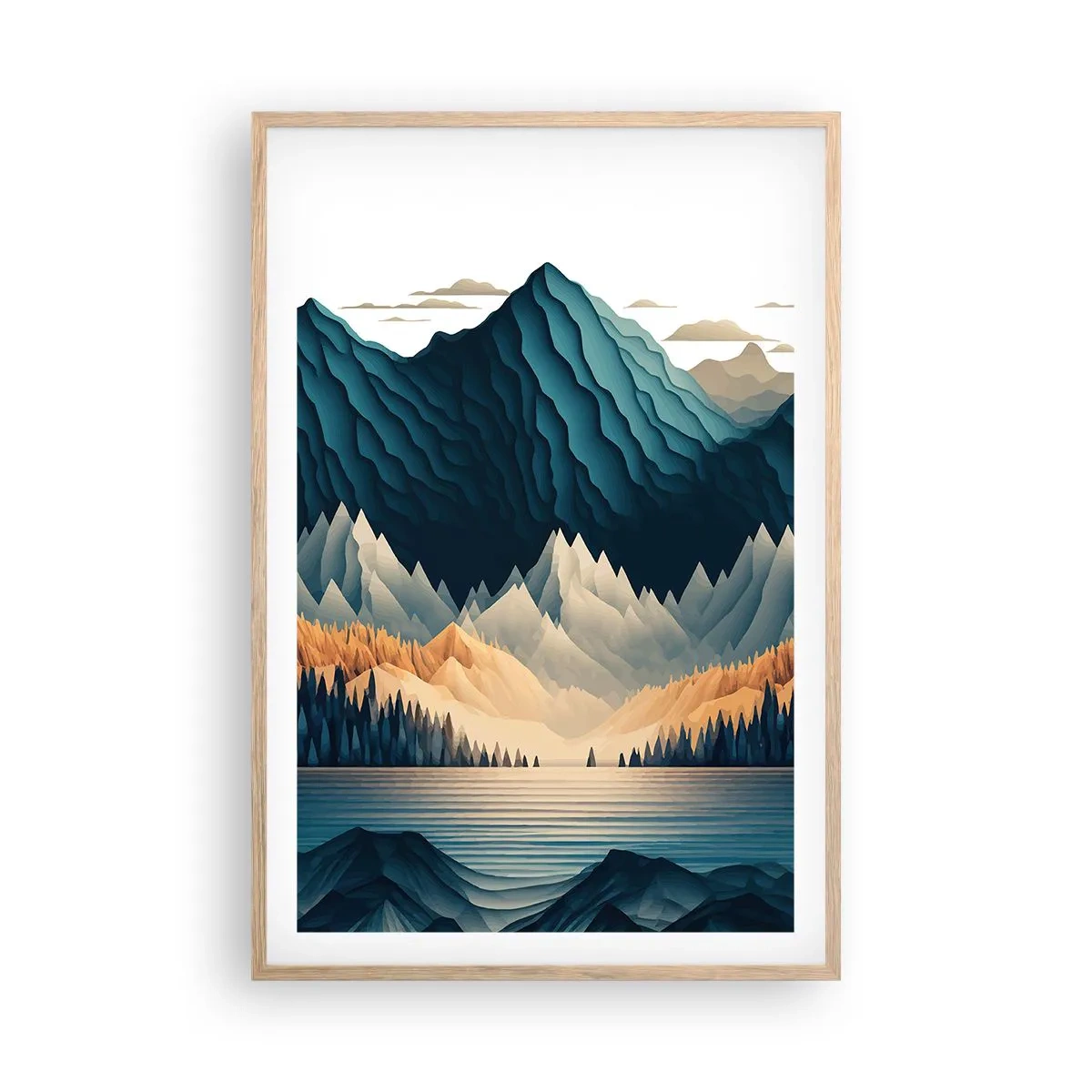 Poster in cornice rovere chiaro - Perfetto paesaggio montano - 61x91 cm